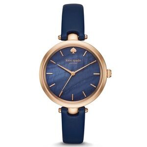 Kate Spade New York Holland Blue Mother of Pearl/Navy Leather Watch, 34mm